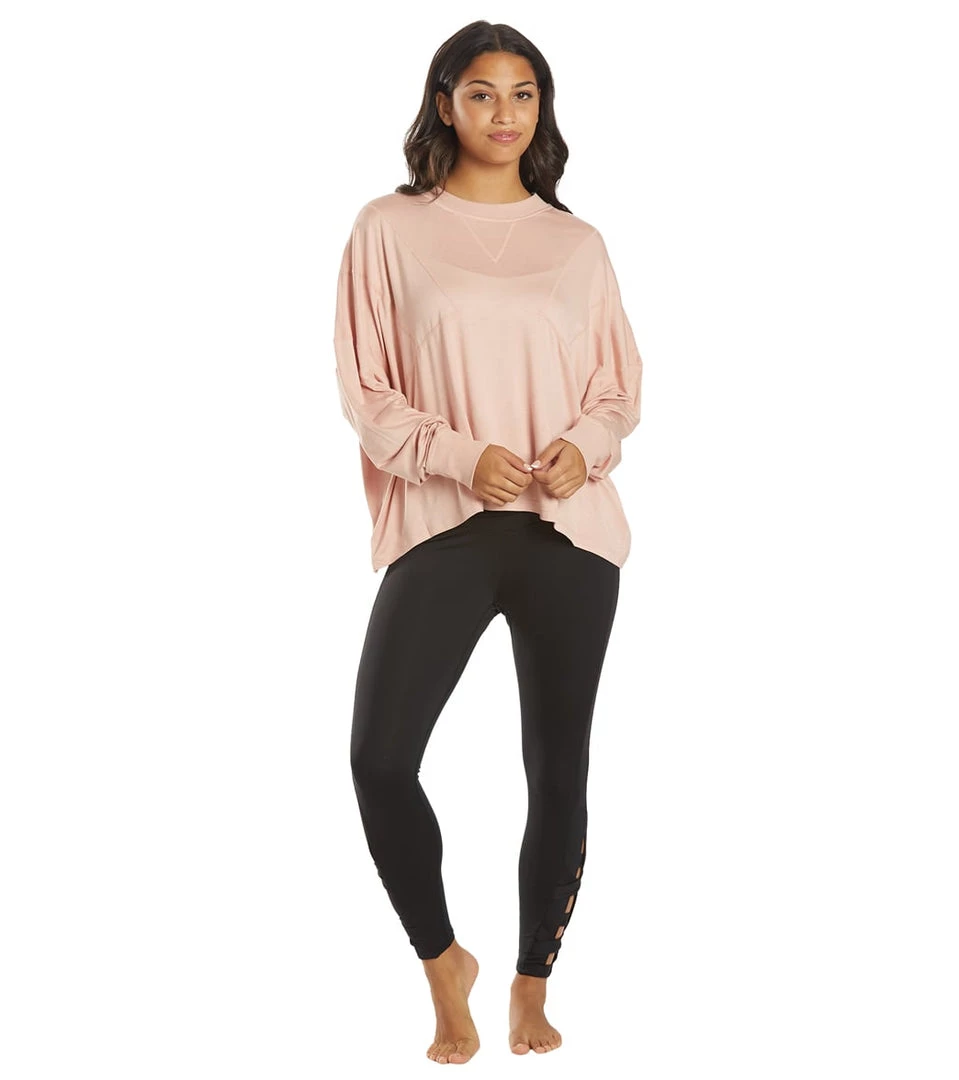Free People Runner Up Long Sleeve Shell Pink CLOTHING 6 Free People Runner Up Long Sleeve Shell Pink CLOTHING