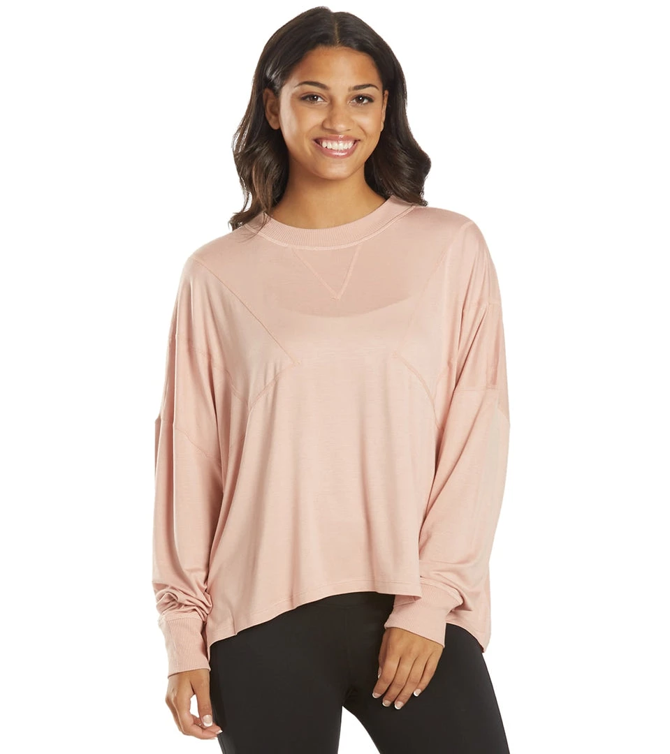 Free People Runner Up Long Sleeve Shell Pink CLOTHING 9 Free People Runner Up Long Sleeve Shell Pink CLOTHING