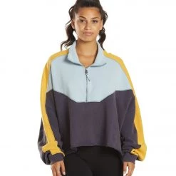 Free People Split Second 1/2 Zip Navy Combo