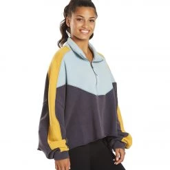 Free People Split Second 1/2 Zip Navy Combo