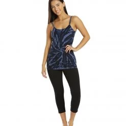 CLOTHING Hard Tail Scoop Back Yoga Tank Top With Bra Electric Mineral Wash Indigo