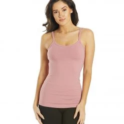 CLOTHING Hard Tail Scoop Back Yoga Tank Top With Bra Dusty Rose Pink