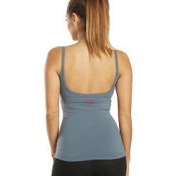 Hard Tail Scoop Back Yoga Tank Top With Bra Steel Grey CLOTHING