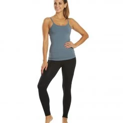 Hard Tail Scoop Back Yoga Tank Top With Bra Steel Grey CLOTHING