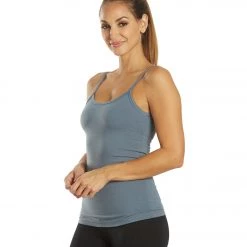 Hard Tail Scoop Back Yoga Tank Top With Bra Steel Grey CLOTHING