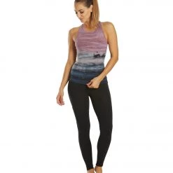 CLOTHING Hard Tail Open Back Support Tank Top Rainbow Horizon Pink Peach Navy