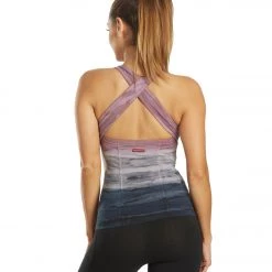 CLOTHING Hard Tail Open Back Support Tank Top Rainbow Horizon Pink Peach Navy