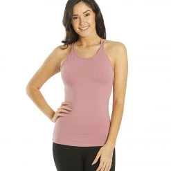 CLOTHING Hard Tail Double Cross Support Tank Dusty Rose Pink