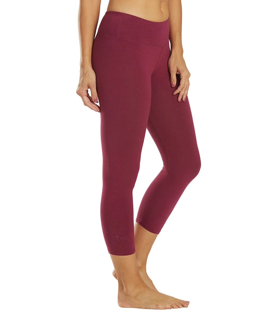 Hard Tail Flat Waisted Cotton Yoga Capris Boysenberry CLOTHING 4 Hard Tail Flat Waisted Cotton Yoga Capris Boysenberry CLOTHING