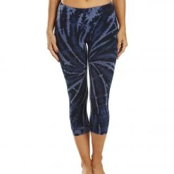 Hard Tail Flat Waisted Cotton Yoga Capris Electric Mineral Wash Indigo CLOTHING