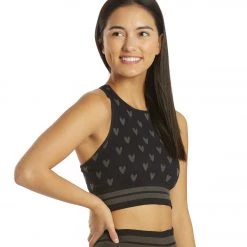 Spiritual Gangster High Neck Jacquard Bra Black Hearts