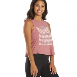 Spiritual Gangster Good Things Crop Tank Heather Winter Rose CLOTHING