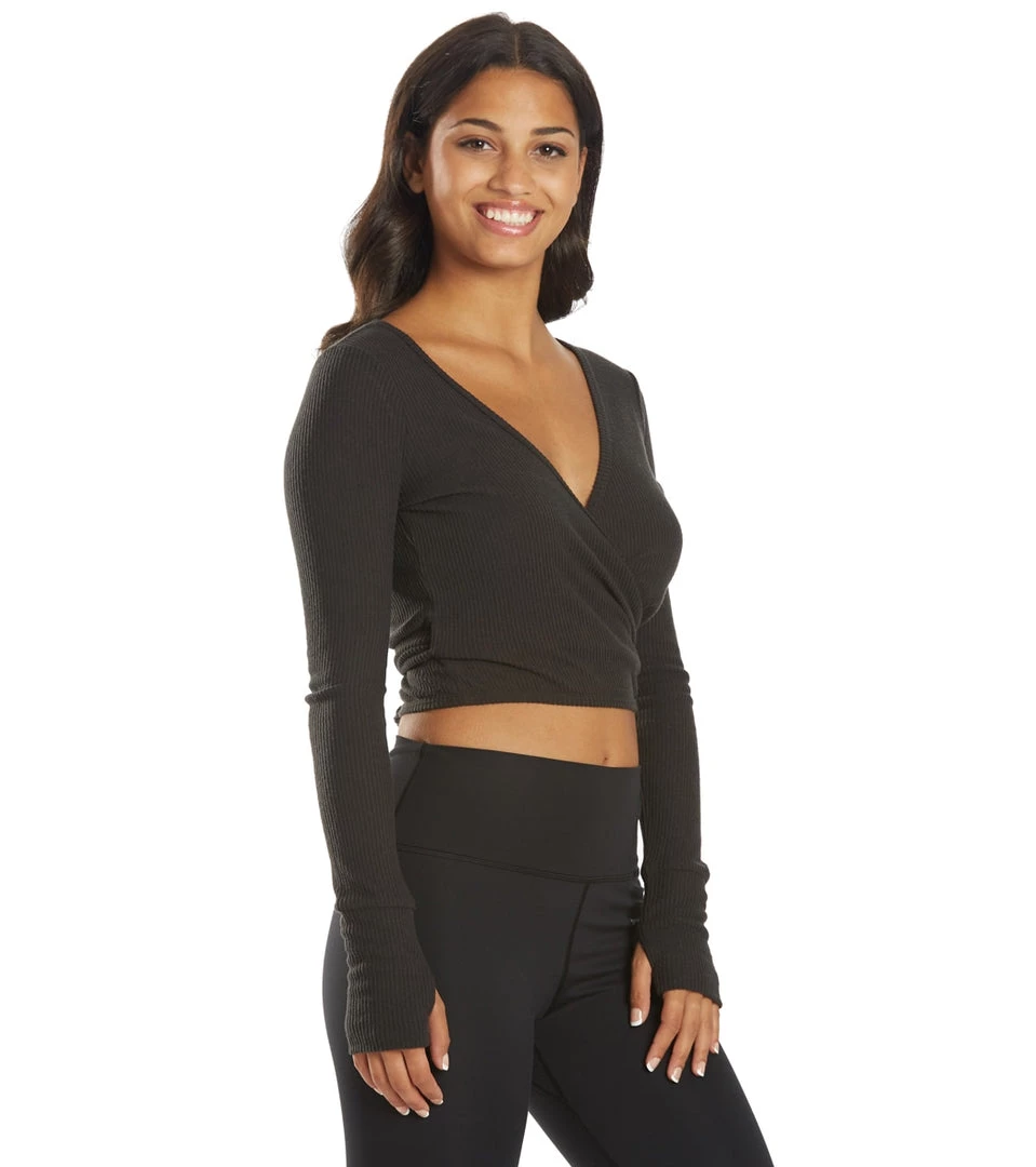 Spiritual Gangster Reversible Ballet Rib Wrap Sweater Vintage Black 4 Spiritual Gangster Reversible Ballet Rib Wrap Sweater Vintage Black