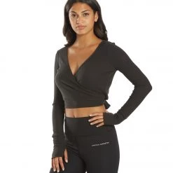 Spiritual Gangster Reversible Ballet Rib Wrap Sweater Vintage Black 14 Spiritual Gangster Reversible Ballet Rib Wrap Sweater Vintage Black