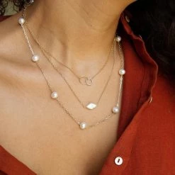 Dogeared Centered Diamond Pearl Necklace Gold Dipped