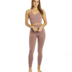 Spiritual Gangster Icon T-Back Sports Bra Rich Mauve CLOTHING