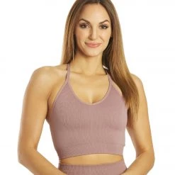 Spiritual Gangster Icon T-Back Sports Bra Rich Mauve CLOTHING