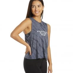 Spiritual Gangster Everything Crop Tank Steel Tie Dye
