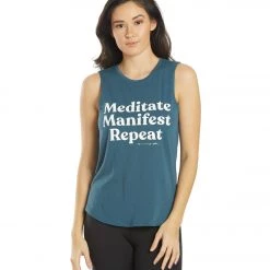 Spiritual Gangster Meditate Muscle Tank Teal