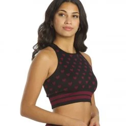 CLOTHING Spiritual Gangster High Neck Jacquard Bra Rosaline Heart Print