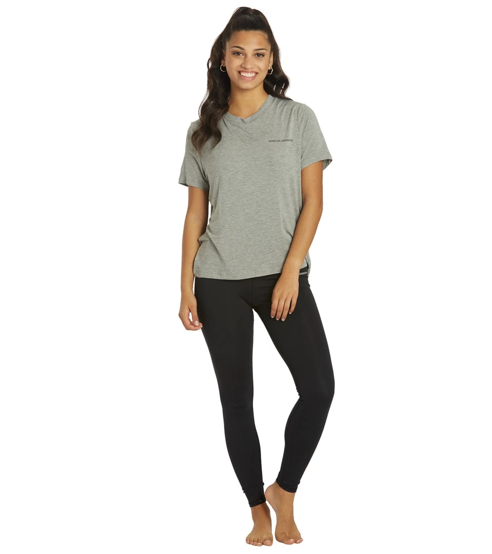 Spiritual Gangster Open Back Short Sleeve Tee Heather Grey CLOTHING 6 Spiritual Gangster Open Back Short Sleeve Tee Heather Grey CLOTHING