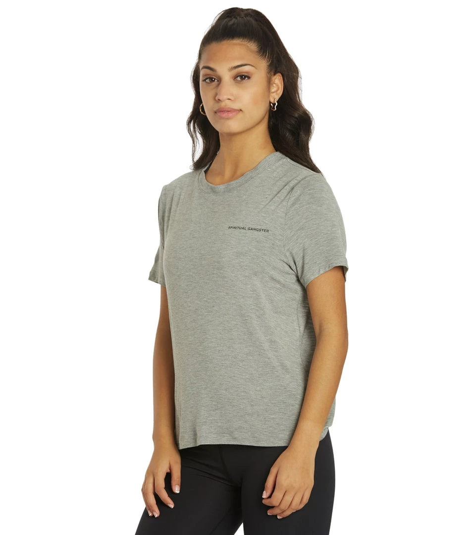 Spiritual Gangster Open Back Short Sleeve Tee Heather Grey CLOTHING 7 Spiritual Gangster Open Back Short Sleeve Tee Heather Grey CLOTHING