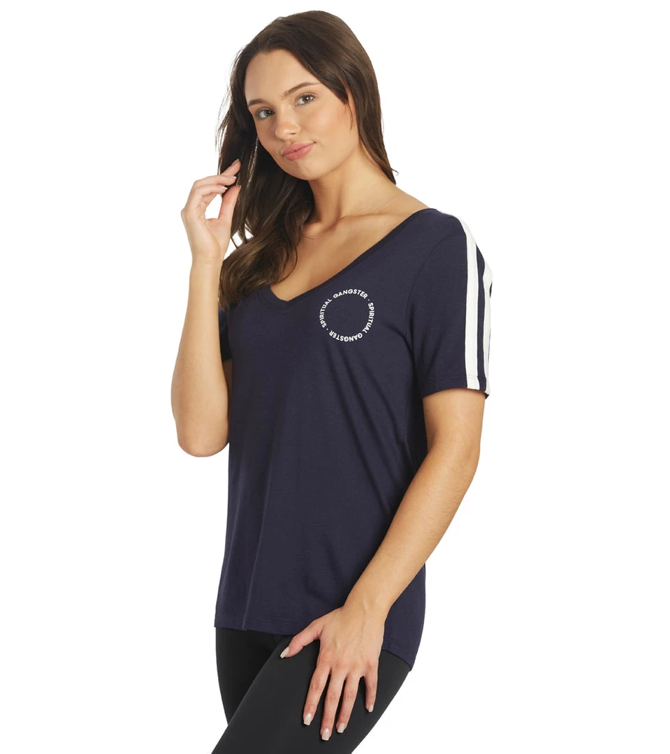 Spiritual Gangster V Neck Ringer Tee Stone Night 7 Spiritual Gangster V Neck Ringer Tee Stone Night