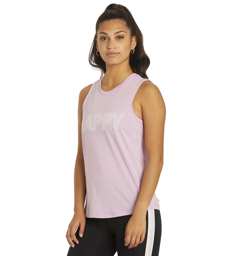 Spiritual Gangster Happy Muscle Tank Pixie Dust CLOTHING 7 Spiritual Gangster Happy Muscle Tank Pixie Dust CLOTHING