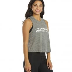 CLOTHING Spiritual Gangster Gratitude Crop Tank Heather Grey