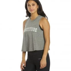 CLOTHING Spiritual Gangster Gratitude Crop Tank Heather Grey