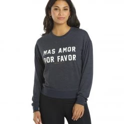 Spiritual Gangster Mas Amor Crew Neck Savasana Pullover Heather Night CLOTHING