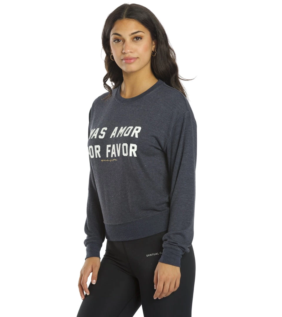 Spiritual Gangster Mas Amor Crew Neck Savasana Pullover Heather Night CLOTHING 7 Spiritual Gangster Mas Amor Crew Neck Savasana Pullover Heather Night CLOTHING