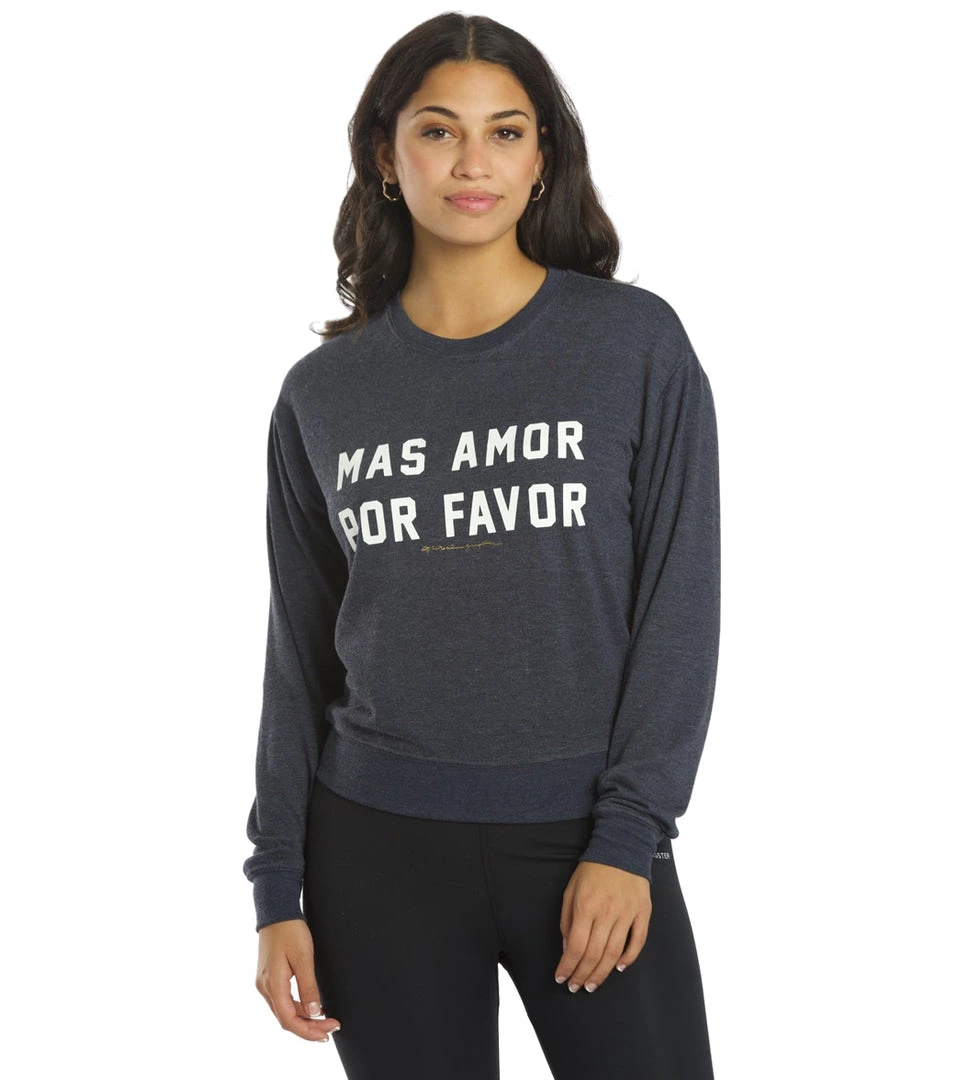 Spiritual Gangster Mas Amor Crew Neck Savasana Pullover Heather Night CLOTHING 9 Spiritual Gangster Mas Amor Crew Neck Savasana Pullover Heather Night CLOTHING