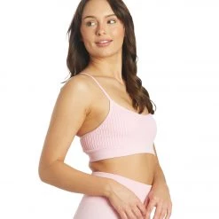 Spiritual Gangster Wide Rib Scoop Heather Bra Heather Bubblegum