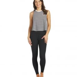 Spiritual Gangster Crop Tank Navy Print Stripe