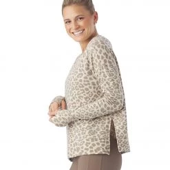 Glyder Lounge Long Sleeve Tee Oatmilk Leopard CLOTHING