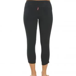 Hard Tail Racer Stripe Flat Waist Ankle Leggings Black