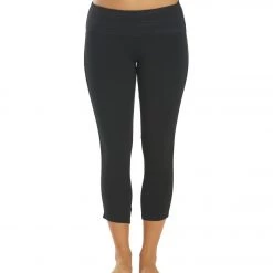 Hard Tail Racer Stripe Flat Waist Ankle Leggings Black