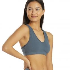 Hard Tail Double V Sports Bra Steel Blue