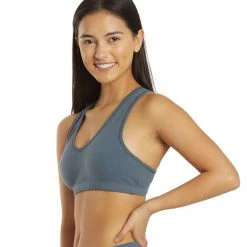 Hard Tail Double V Sports Bra Steel Blue