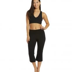 Hard Tail Contour Rolldown V-Split Capris Black