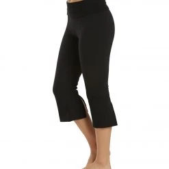 Hard Tail Contour Rolldown V-Split Capris Black