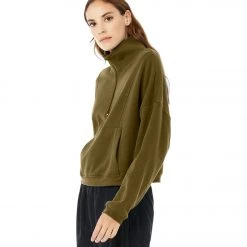 Bella + Canvas Cropped 1/2 Zip Sweatshirt Moss