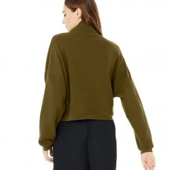 Bella + Canvas Cropped 1/2 Zip Sweatshirt Moss