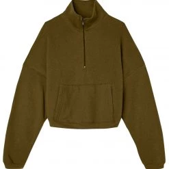 Bella + Canvas Cropped 1/2 Zip Sweatshirt Moss