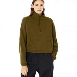 Bella + Canvas Cropped 1/2 Zip Sweatshirt Moss