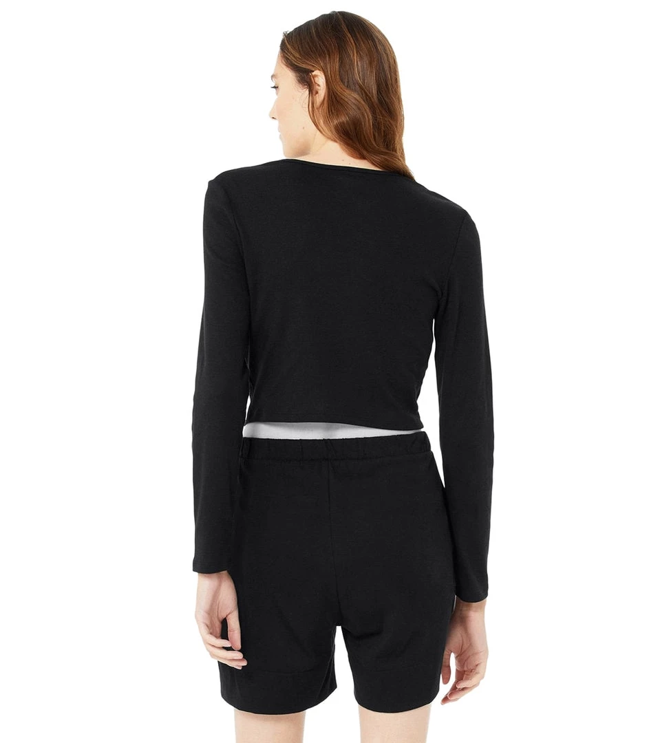 Bella + Canvas Long Sleeve Micro Rib Tee Solid Black Blend Women 5 Bella + Canvas Long Sleeve Micro Rib Tee Solid Black Blend Women