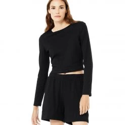 Bella + Canvas Long Sleeve Micro Rib Tee Solid Black Blend Women 13 Bella + Canvas Long Sleeve Micro Rib Tee Solid Black Blend Women