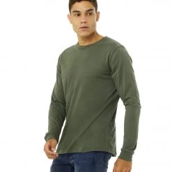 CLOTHING Bella + Canvas Sueded Airlume Long Sleeve Tee Military Green
