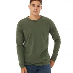 CLOTHING Bella + Canvas Sueded Airlume Long Sleeve Tee Military Green